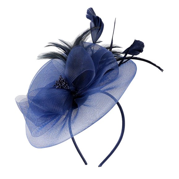 MSJUHEG Hair Accessories Hair Bows for Women Hair Ties Fascinator Women's Organza Church Kentucky Derby British Bridal Tea Party Hair Accessories for Women Navy One Size