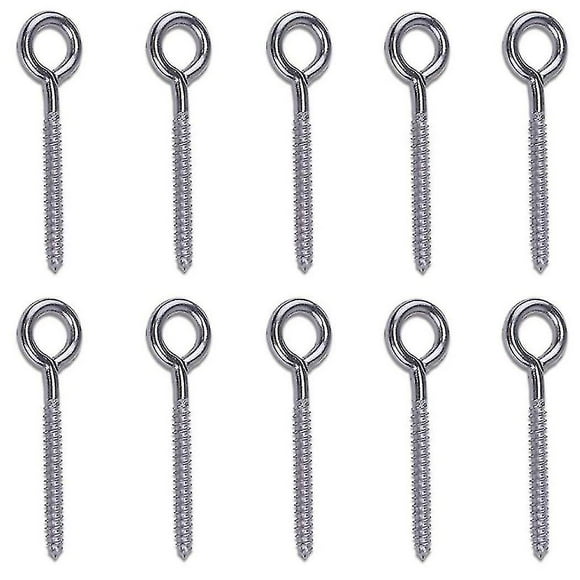 10 Pack Stainless Steel Eye Shape Screws Metal Hook Wood Terminal Ring Eyelet Hooks Self Tapping Sc