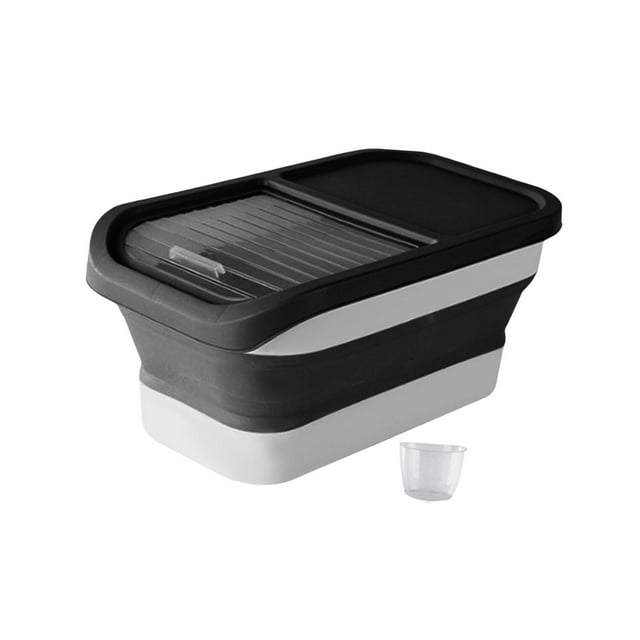 Dog Cat Food Storage Container, Food Storage Box, Large Capacity Sealed Can with Transparent Sliding Lid, Rice Storage Bin Rice Box for Nuts Black
