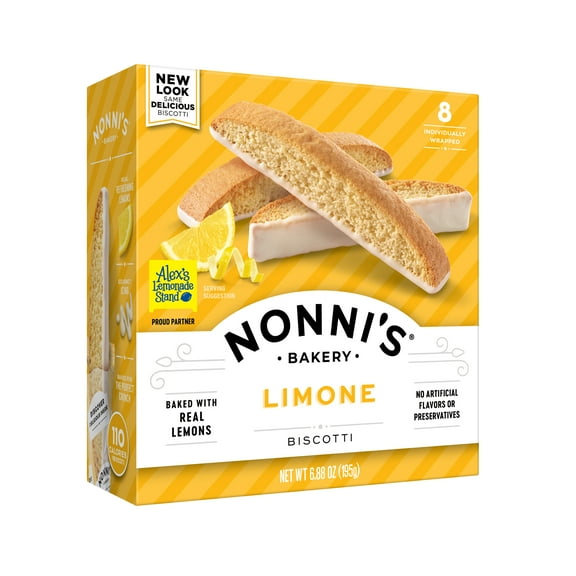 (2 Pack) Nonni's Limone Biscotti, 6.8 oz, 8-pack