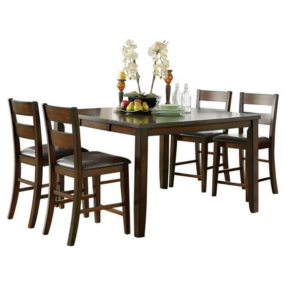 Lexicon Mantello 5-Piece Transitional Wood Counter Height Dining Set in Cherry