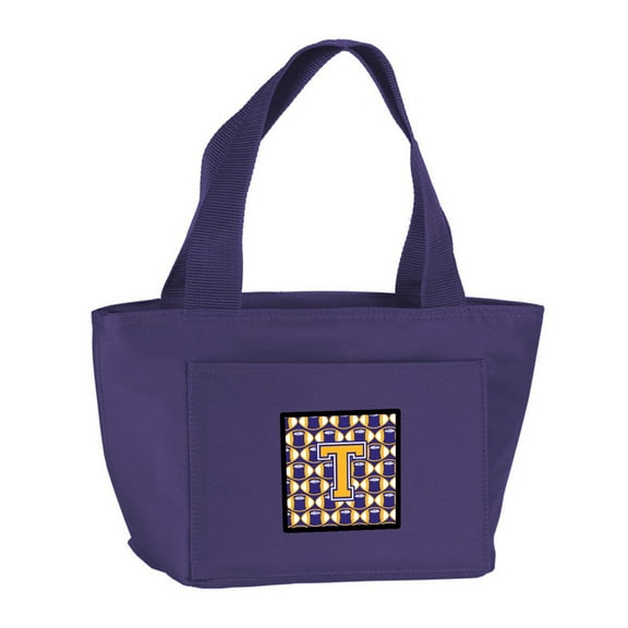 Letter T Football Purple and Gold Lunch Bag