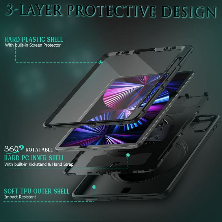 for iPad Air 5th 2022 / iPad Air 4th 10.9 Inch 2020 Case with Tempered  Glass Screen Protector, Slim Stand Hard Protective Smart Cover for 10.9”  iPad