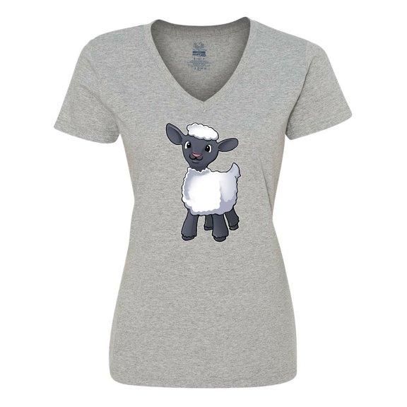 Inktastic Cute Little Lamb Women's V-Neck T-Shirt