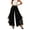 1-Black, variant on Women's High Waisted Layered Chiffon Ruffle Wide Leg Dress Pants Gold Trim Loose Flowy Slacks Modern Cut Lightweight Breathable Summer Mesh Palazzo Trousers 1-Black S