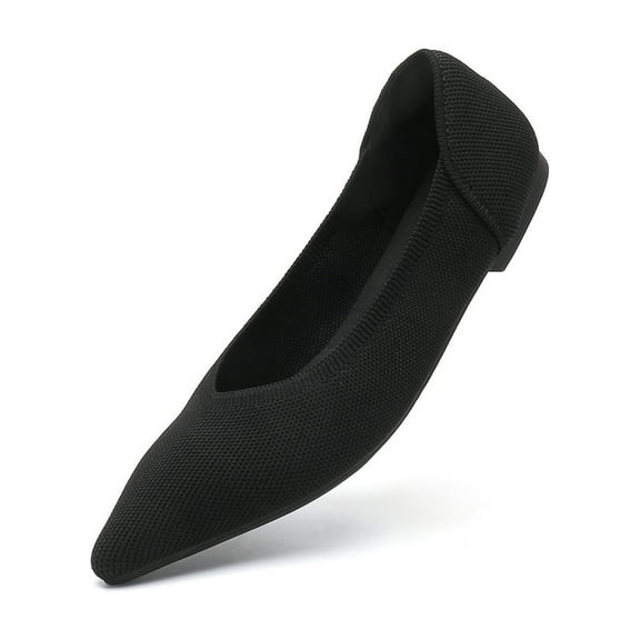 Ruiatoo Women's Flats Pointed Toe Knit Comfortable Slip On Ballet Flat Casual, Work Teacher Dressy Shoes Black 37