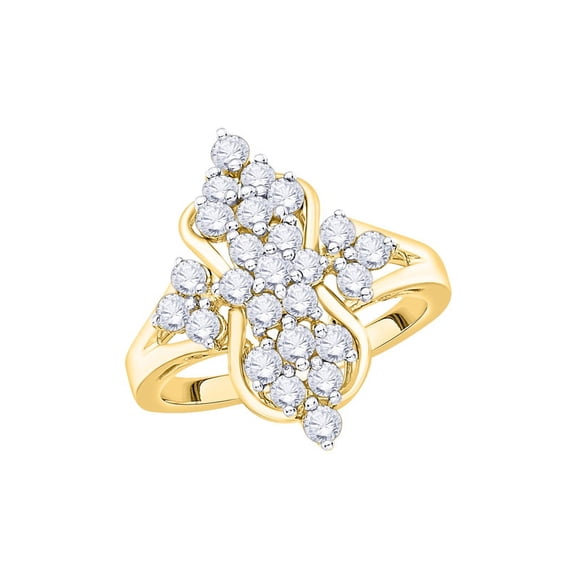 Diamond Fashion Ring in 14K Yellow Gold (1 cttw) (I-Color, SI3/I1-Clarity) (Size-9)
