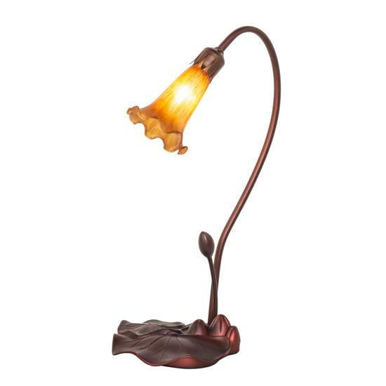 12432 Meyda 16"H Amber Pond Lily Accent Lamp
