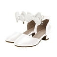 thumbnail image 4 of IUJSOY Girls Dress Shoes Closed Toe Chunky Heels Bowknot Ankle Strap Wedding Party Princess Shoes, 4 of 9