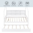 thumbnail image 4 of Bellemave Full House Bed with Trundle and Storage Shelves, Playhouse Bed Frame, Teens, Montessori Bed (White), 4 of 13