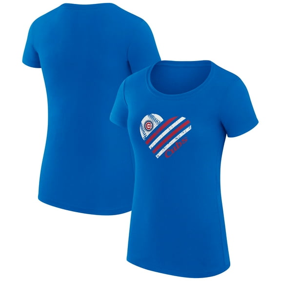 Women's G-III 4Her by Carl Banks Royal Chicago Cubs Super-Slim Fit Lightweight Heart Graphic T-Shirt