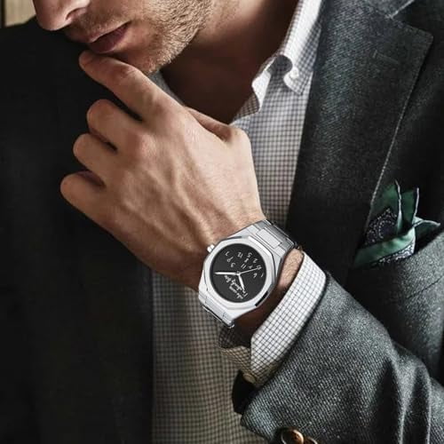 Fashion Men’s Analog Stainless Steel Wristwatch Minimalist Octagon Bezel with Humorous Dial - Waterproof Business Dress Casual Watch for Men