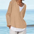 thumbnail image 2 of Women's Loose Linen Casual Button V Neck Plus Size Solid Shirt Blouse Tunic Tops, 2 of 2