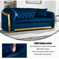 thumbnail image 3 of 81 Inch Velvet Sofa Set for Living Room, 3 Seat Modern & Luxury Chesterfield Couch Sofa with Tufted Back&Gold Stainless Legs for Apartment, Office 2 Pillows Included Navy, 3 of 7