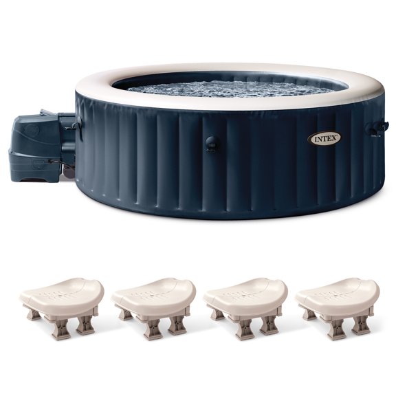 Intex PureSpa Plus Inflatable Bubble Jet Spa & Slip Resistant Seat (4 Pack)