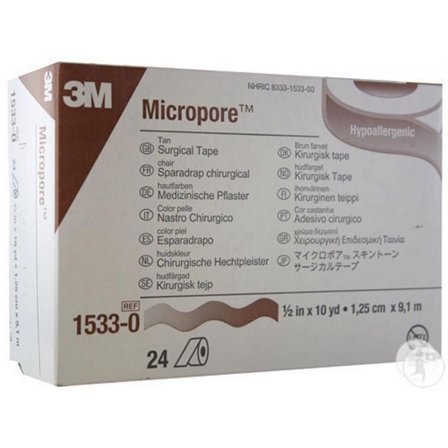 3M Micropore Easy Tear Paper Surgical Tape, .5 Inch x 10 Yards, Tan, 240 Count
