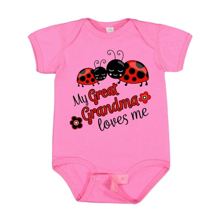 

Inktastic My Great Grandma Loves Me with Cute Ladybugs Gift Baby Boy or Baby Girl Bodysuit