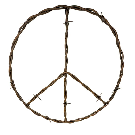 Rustic Entwined Iron Peace Sign Copper-Finish – Large Hippie Metal Wall Decor for Home – Decorative Round Iron Peace Sign – Vintage and Rustic Home Decor Wall Hanging Art