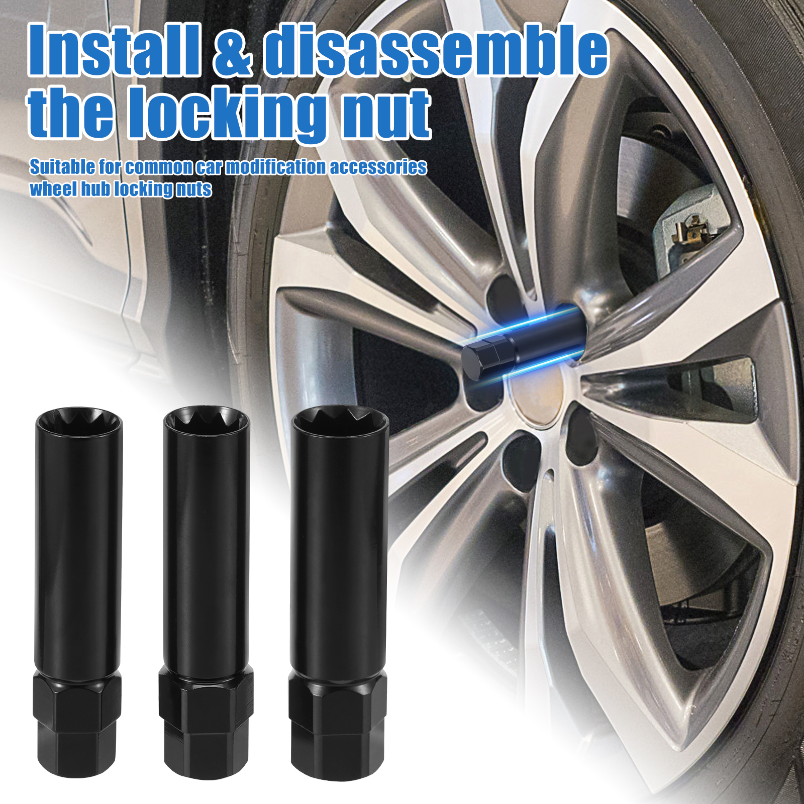 AEVXKHI 10 Spline Lug Nut Key Set, 3 Pack 10 Point Lug Nut Removal Socket for Wheel Nuts and Lug Bolts, TA20-17/19, TA20-19/21, TA23-21/22, Passenger Car/SUV/Truck Hex Drive, Alloy Steel