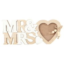 Wooden Picture Frame Heart Shaped MR MRS Waterproof Antiwear Romantic Desk Photo Frame for Anniversary Wedding Birthday