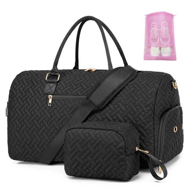 Bolsa de viaje BAVERGE Weekender para mujer, color negro