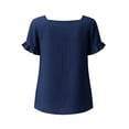 thumbnail image 6 of Uootdi Womens Summer Tops Square Neck Short Sleeve Ruffle Cuffs Plain Short Sleeve Tops for Women Flowy Fit Everyday Wear Breathable Tops for Women, 6 of 7