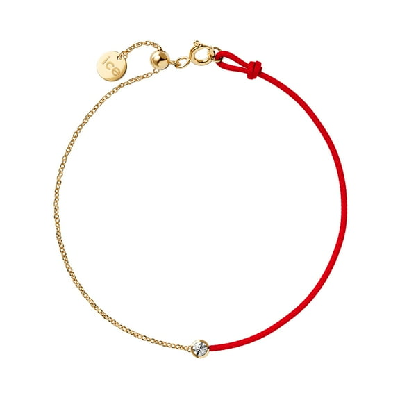ICE-WATCH - Ice Jewellery Diamond Bracelet for Women - Half Chain Bracelet with red cord and gold chain (021091) - Splash-Proof - Easy to Adjust - Ecological Diamond, 0.03-0.05 Carats, Brilliant Cut