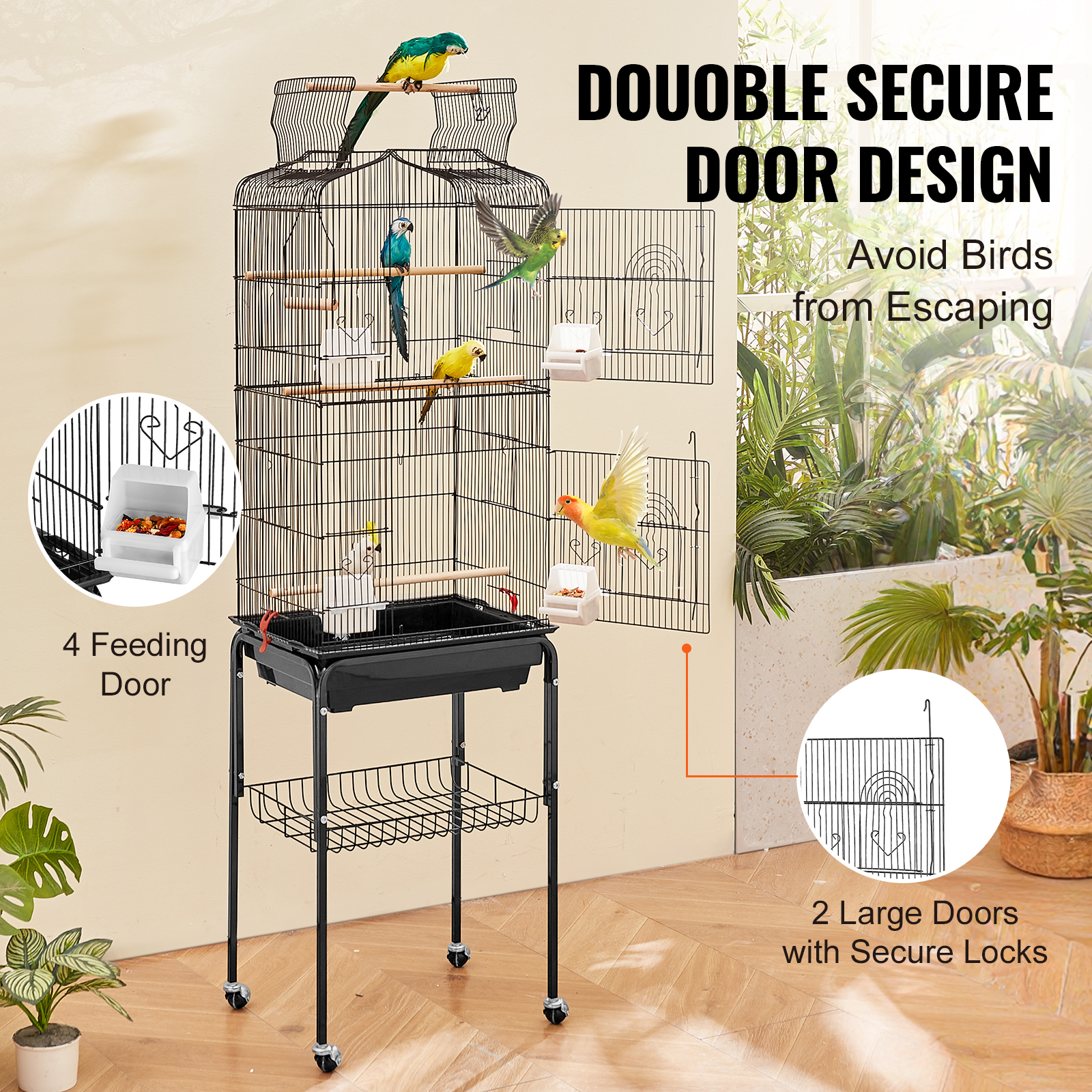 KFFKFF 62 Inch Large Bird Aviary with Mobile Base photo 5