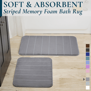 ComfiTime 2-Piece Memory Foam Bathroom Rug Set, Non-Slip Bath Mats for Bathroom Floor, Soft & Ultra Absorbent Shower Rug, Quick Dry Machine-Washable Bathmats, 17 x 24 & 20 x 32, Gray