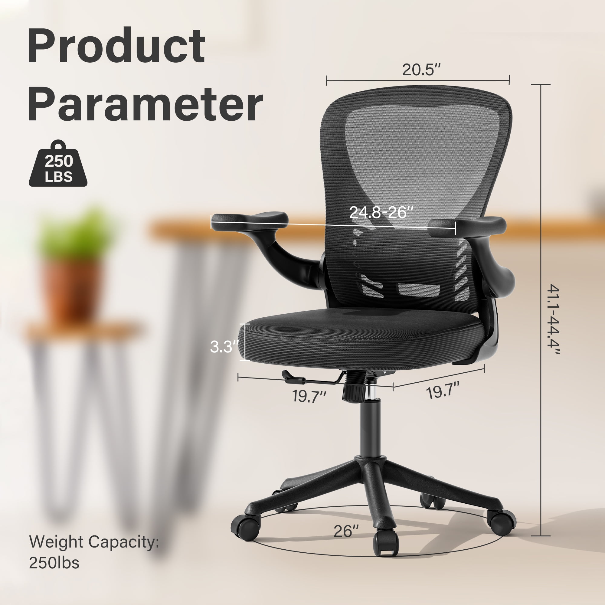 iooHug Ergonomic Mesh Office Chair, Computer Desk Chair with Adjustable Lumbar Support and 3D Armrests, Swivel Task Chair for Home Office, Black