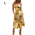 thumbnail image 1 of Femmes Robe Robe d'Été Robe Sans Dos Fille Imprimer Vêtements, Robe Femmes Sangle YS806650, Beige, L, 1 of 9
