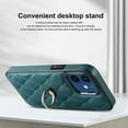 thumbnail image 4 of ELEHOLD for iPhone 12 6.1 inch 2020 Case, Luxury Rhomboid Quilted PU Leather Soft TPU Bumper 360 Degee Rotatable Metal Finger Ring Holder Kickstand Shockproof Case for iPhone 12, Darkgreen, 4 of 8