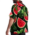 thumbnail image 3 of Watermelon Men's Short Sleeve Hawaiian Print Button Down Beach Shirt, 3 of 6
