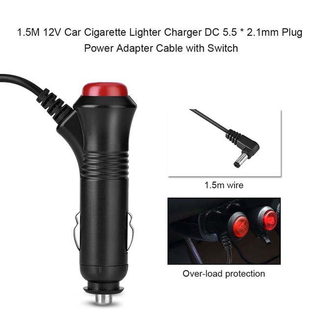 Cigarrillo de Coche de 12 V, Adaptador de Enchufe de CC de 5,5 x 2,1 mm, Cargador de Encendedor Macho de CC A Cable de Coche de 12 V Contruptor
