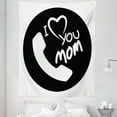 thumbnail image 1 of Call Mom Tapestry, I Love You Mom Calligraphy Design Family Values Theme Phone Silhouette Simple, Fabric Wall Hanging Decor for Bedroom Living Room Dorm, 5 Sizes, Black and White, by Ambesonne, 1 of 1