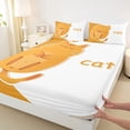 thumbnail image 3 of Homewish Funny Cat Animal Queen Sheet Sets for Kids, Kawaii Kitten Lover Flat Sheet, Cute Cartoon Queen Fitted Sheet, Lightweight Room Decor, 4-Piece, 3 of 7