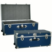 Seward Trunk 30" Footlocker Trunk with Wheels, Navy Blue