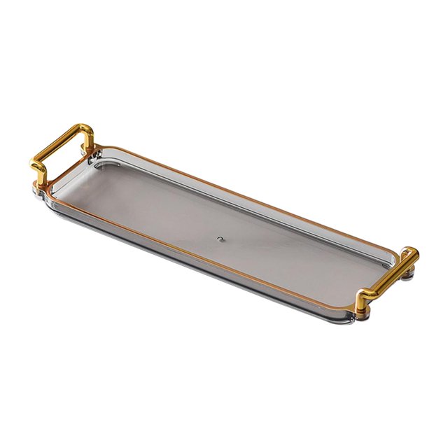 Bandeja rectangular para servir comida, refrigerios, tazas, té, tocador, joyas, tocador, baño, vestidor, dormitorio, color gris.