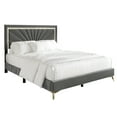 thumbnail image 5 of Castle Place Luxurious Diamond Strip Velvet Upholstered Bed Light Grey, Twin, 5 of 6