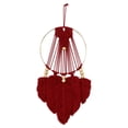 thumbnail image 3 of Colgante de pared de macramé, arte bohemio, hecho a mano, elegante, hojas, círculo, decorativo rojo, 3 of 9