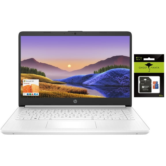 HP Newest 14" HD Laptop Light-Weight, Intel Quad-Core N4120, 8GB RAM, 128GB Storage(64GB eMMC 64GB SD Card), 1 Year Office 365, WiFi, Bluetooth 5, USB Type-A&C, Webcam, Win11, Laptops Computers