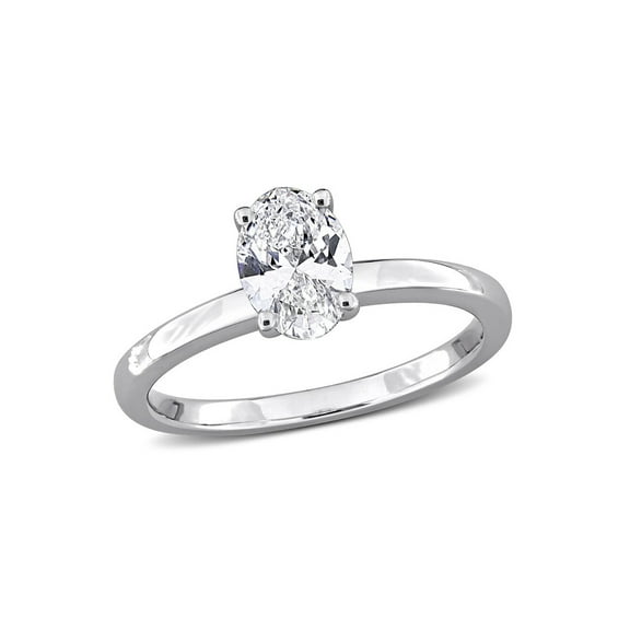 1.00 Carat (Ctw VS1-VS2) Lab-Grown Oval-Cut Diamond Solitaire Engagement Ring 10K White Gold for Women