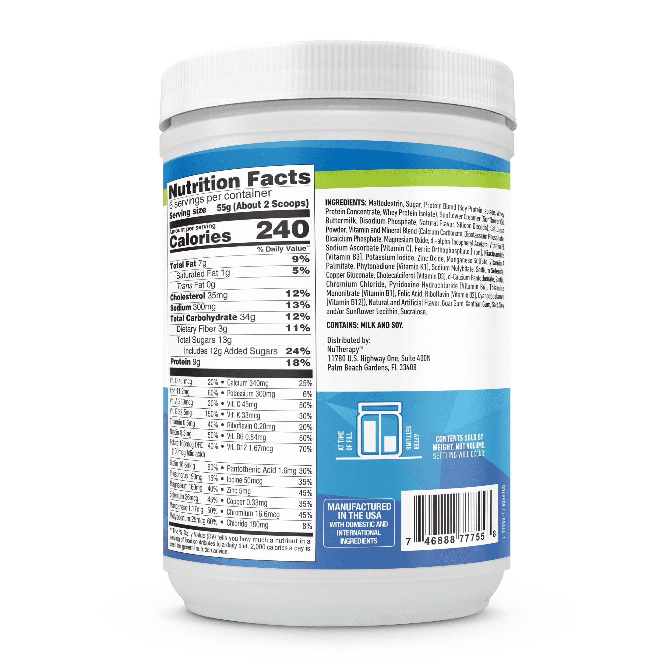 (2 pack) NuTherapy Nutritional Protein Powder, Creamy Vanilla, 330g, 6 Servings