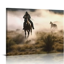 ARISTURING  Running Horse Picture Western Wall Decor Cowboy Wall Art Painting Animal Framed Canvas Print Rustic Country Farmhouse Wall Decor
