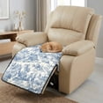 thumbnail image 3 of ZIATUBLES Blue Toile De Jouy Print Recliner Chair Cover, Anti-Slip Reclining Sofa Seat Cushion Slipcover, Washable Pet Friendly Furniture Protector, 38.58 x 24.40 Inches Living Room Decor, 3 of 8