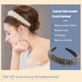 thumbnail image 3 of Qarigey Diademas con cuentas de cristal con purpurina, tocado de punto Flexible para el cabello, tocado para mujer, fiesta, colorido brillante Accesorio para el cabello Gris-plata Qarigey AP010971-07B, 3 of 5