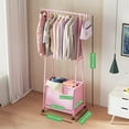thumbnail image 2 of yeacher Portable Pink Laundry Hamper with Rolling Clothes Rack, Space-Saving Multi-Functional Wardrobe Organizer for Bedroom, Easy Assembly Single Rod Garment Hanger, 2 of 6