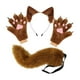 thumbnail image 3 of Conjunto de diadema con orejas de animal y guantes de cola para disfrazarse de una hermosa cola larga para fiestas temáticas. Marrón, 3 of 8