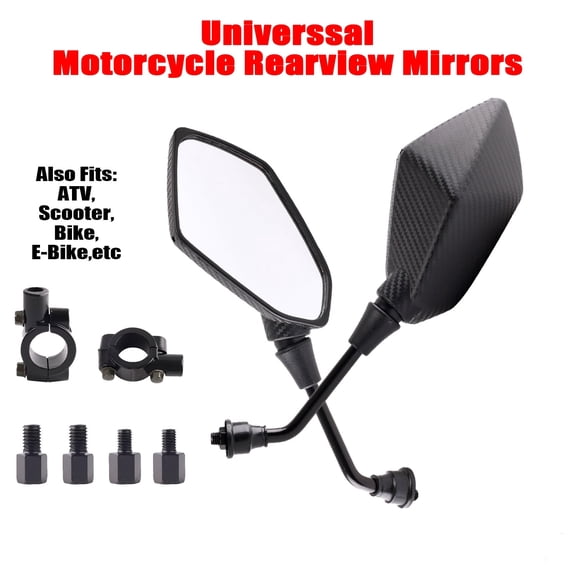 Yiwosu 2Pcs Universal Motorcycle Side Mirror 7/8" for Suzuki Honda ATV Carbon Fiber