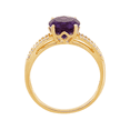 thumbnail image 3 of Women's Welry Natural Amethyst Oval-Cut Ring with 1/10 cttw Diamonds in 10kt Yellow Gold, 3 of 4